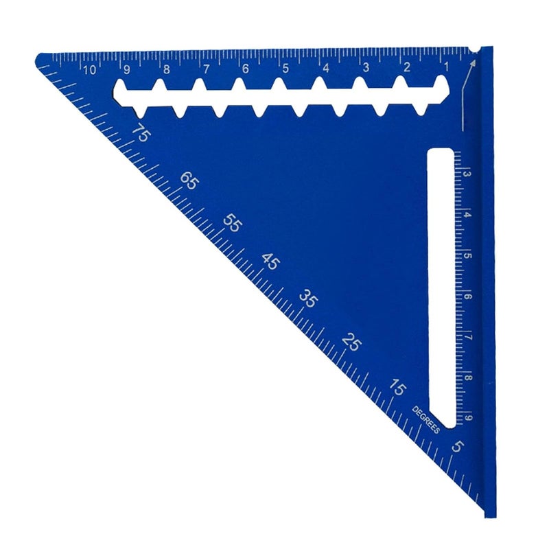 Blue 4 Inch Triangle Square Ruler Metal Aluminum 45 90 Degree Woodworking Measuring Tool - Image 1